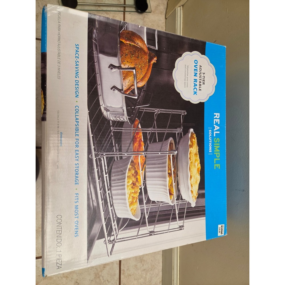 Real Simple Solutions 3-Tier Adjustable Oven Rack Space Saving Collapsible Rack - Picture 2 of 3